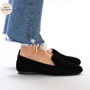 Birdies black velvet loafers